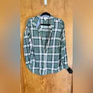 Women's plaid shirt flannel sage green